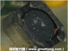 使用銀(Ag)鍍層的電源電感器(Power Inductors)，經(jīng)過推力測(cè)試后，零件端點(diǎn)上已經(jīng)看不到任何鍍層的痕跡了，所以其耐推力就比較小。