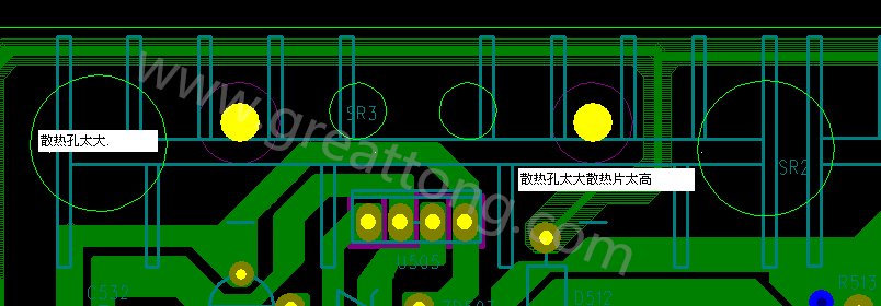 PCB設計中，散熱孔散熱片設計不當，造成很多電源板斷裂