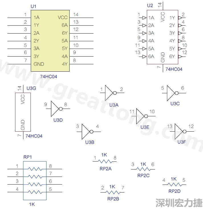 圖1 半導體元件供應商所畫的電路圖符號是模擬元件的接腳圖，而非訊號流程。